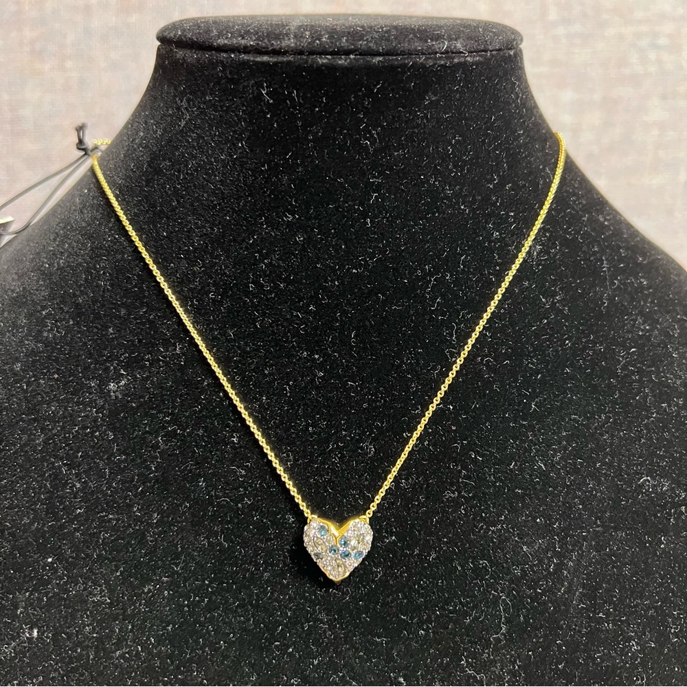 Alexis Bittar Solanales Crystal Heart Pendant Necklace-Sapphire NWT